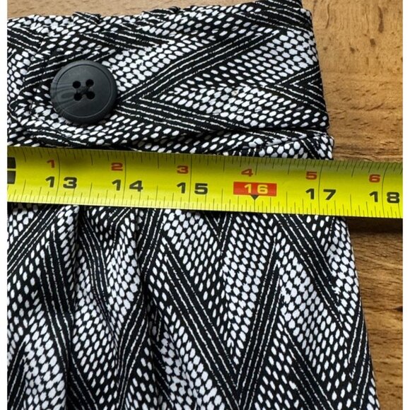 Robert Louis Wide Leg Culottes Pockets Pant Black White Chevron Elastic Waist XL - Picture 6 of 9